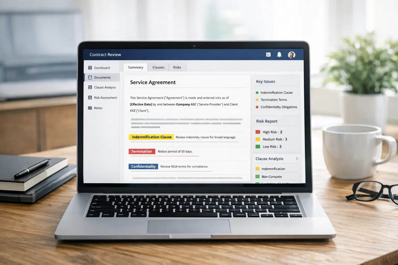 Laptop mit Online-Tool zur Arbeitsvertrag Prüfung